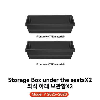 YZ For Tesla Model Y Juniper 2026 Underseat Storage Box Seats Drawer TPE Hidden Storage Tray Push Pull Car Organizer Accessories Beauty World Shop