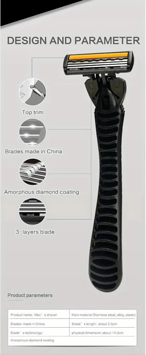 3-layer Stainless Steel Blade Men Razor Washable For Travel For Home Shaver Manual Shave Razors For Daily Face Care Beauty World Shop