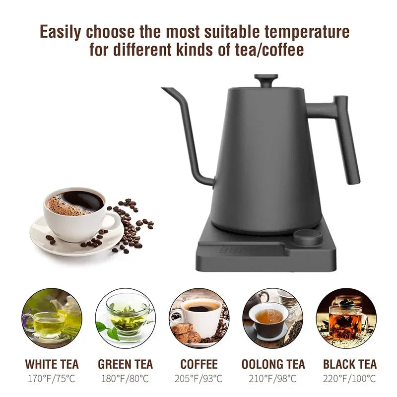 1200W Gooseneck Electric Kettle with Temperature Control Electric Kettle for Coffee and Tea Kettle Coffee Pot 110v/220v Beauty World Shop