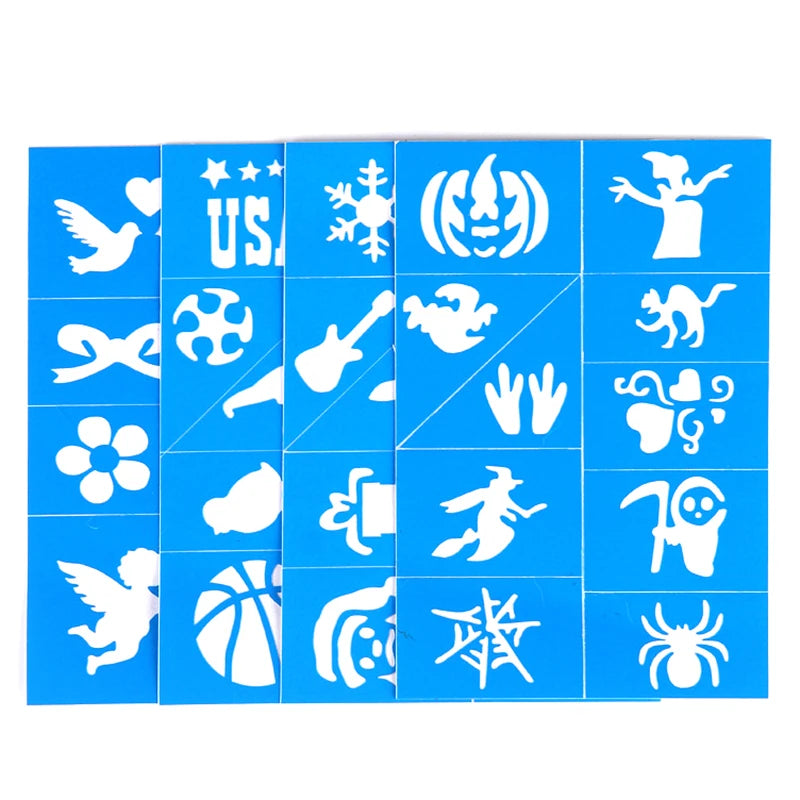 Halloween Face Kids Tattoos Templates Painted Stencils Glitter Airbrush Child Face Paint Tattoos Stencil (Random Patterns) Beauty World Shop