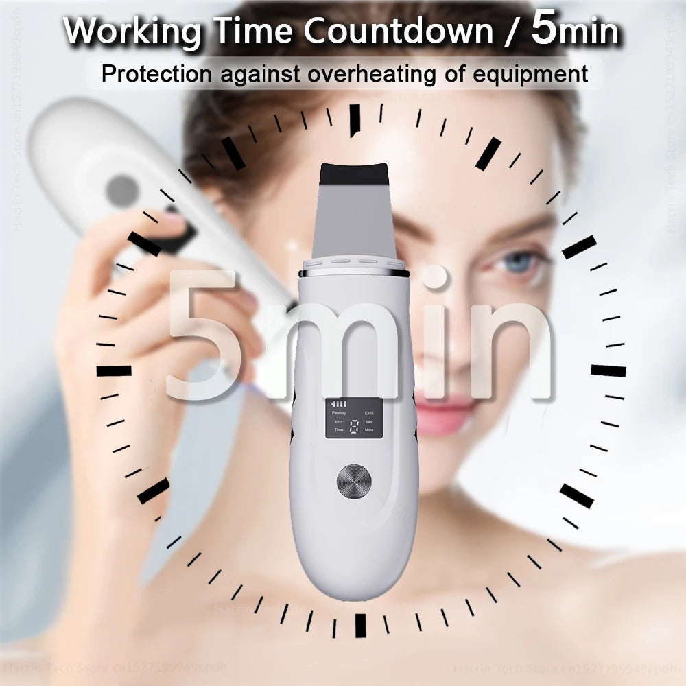 Ultrasonic Face Scrubber Facial Peeling Skin Scrubber Deep Facial Cleaning Spatula Acne Pore Ultrasonic Scrubber Facial Cleanser Beauty World Shop