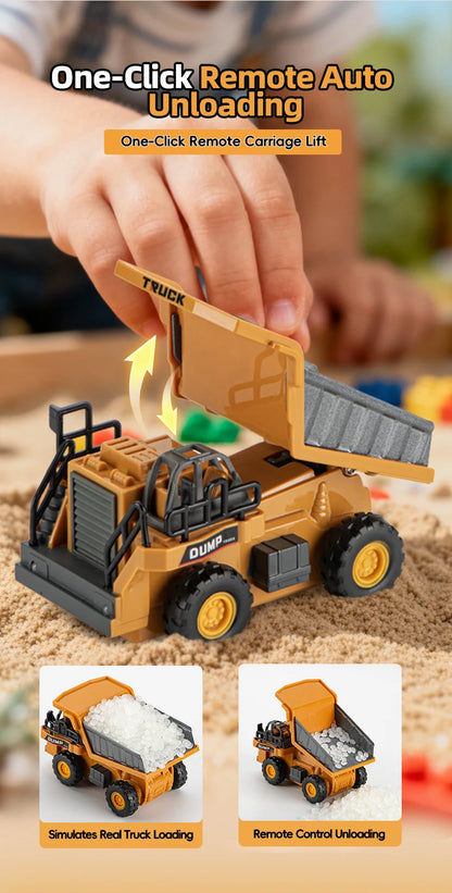 ZWN 1:64 RC Model Car 2.4G Remote Control Excavator Dump Truck Forklift Alloy Plastic Simulation Construction Vehicle Kids Toy Beauty World Shop