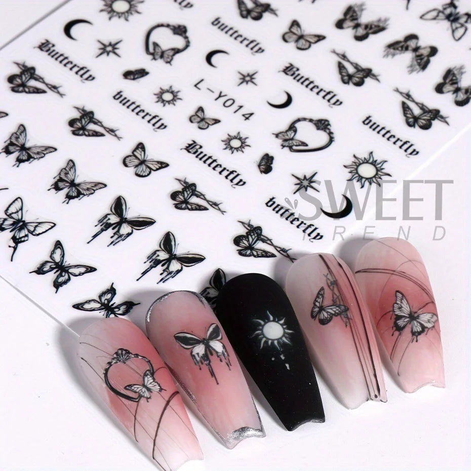 3pcs Luminous Butterfly Nail Decal Stickers Colorful Blue Butterfly Series Design Glow In The Dark Night Polish Sliders Manicure Beauty World Shop
