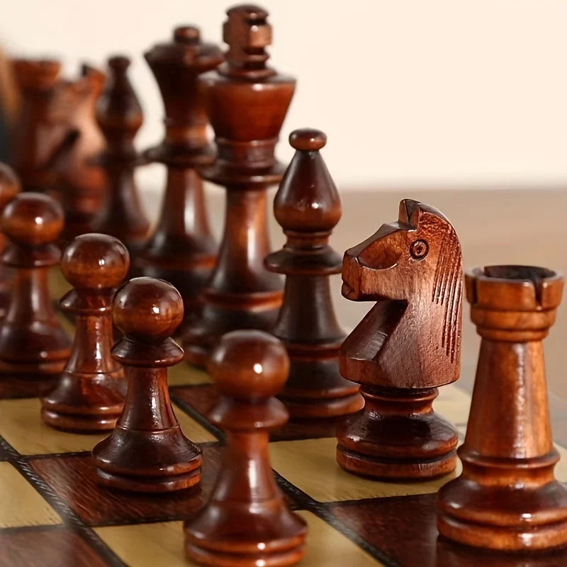 44cm/ 17.3inWooden folding chess set felt game board inside store adult gift family game board Beauty World Shop