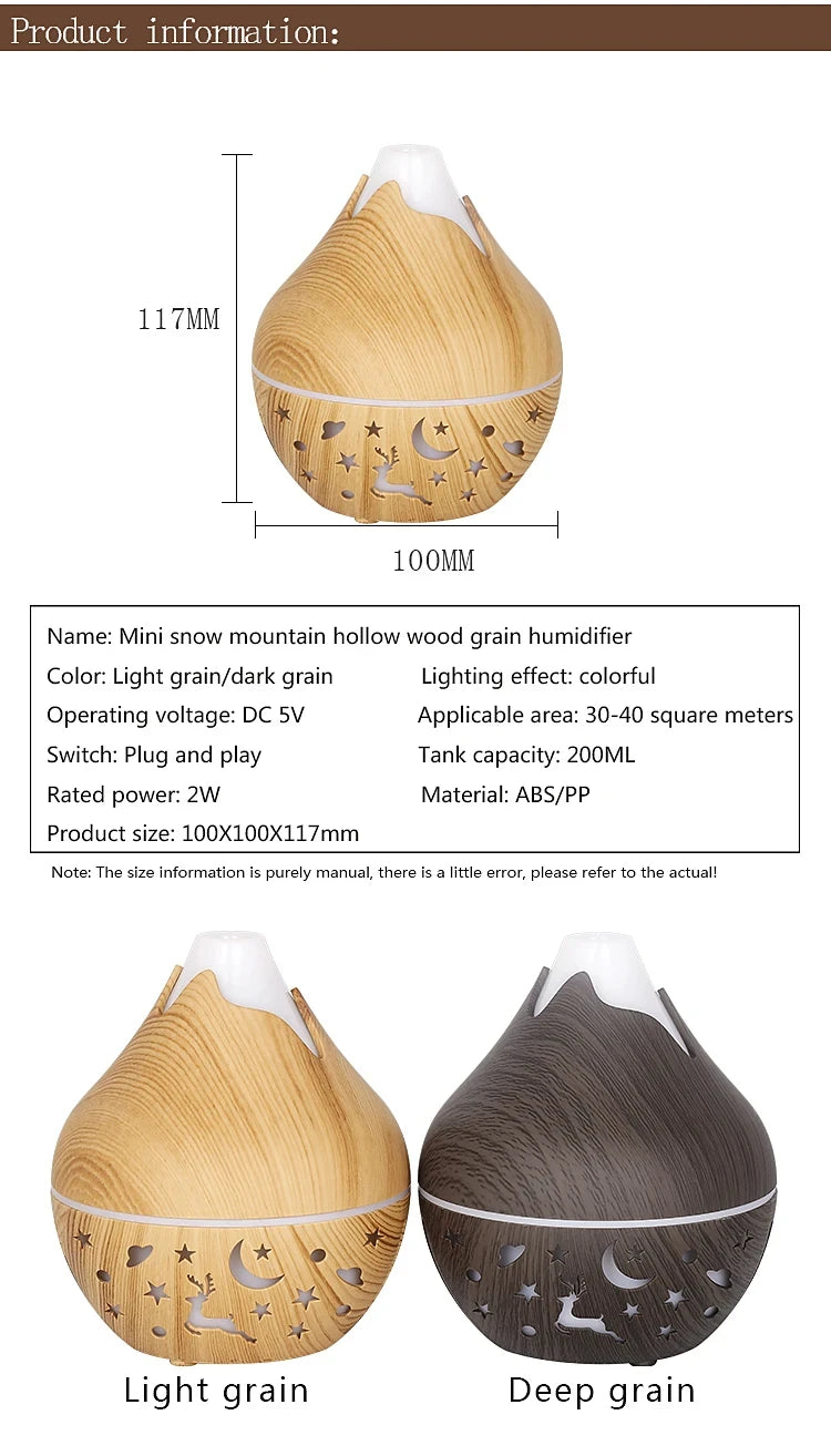 USB Ultrasonic Cool Mist Sprayer Essential Oil Fragrance 200ml Mini Home Wood Grain Air Humidifier Electric Air Aroma Diffuser Beauty World Shop