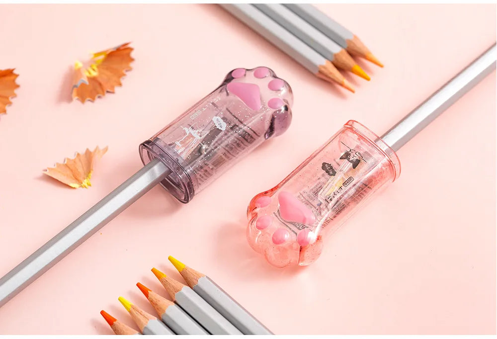 Kawaii Cat Paw Shaped Pencil Sharpener Stationery Kids Gift  Cute School Supplies  Korean Stationery Beauty World Shop
