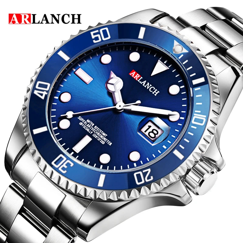 Business Stainless Steel Watch 40mm Classic Red Blue Circle Diving Series Magnifying Glass Calendar Quartz Watches montre homme Beauty World Shop