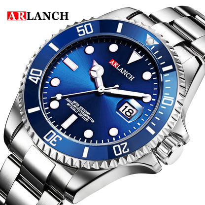 Business Stainless Steel Watch 40mm Classic Red Blue Circle Diving Series Magnifying Glass Calendar Quartz Watches montre homme Beauty World Shop