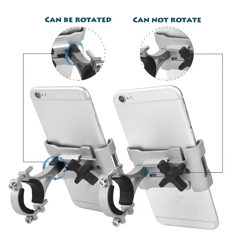 360 Rotate Metal Motorcycle Bicycle Phone Holder Aluminum Alloy Anti-slip Bracket Support GPS Clip Bike Phone Stand for iPhone Beauty World Shop