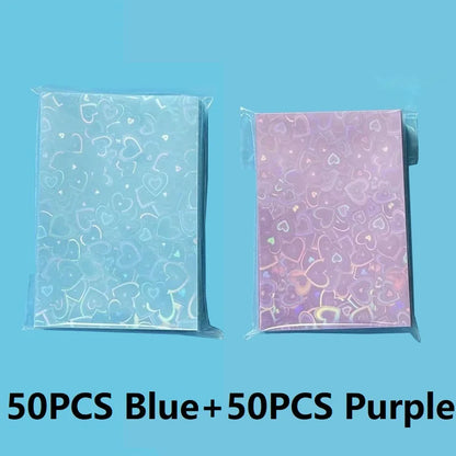 50PCS Heart Sleeves Color Photo Card Sleeve Photocard Holder Kpop Popcorn Sleeves Photo Card Packaging BQ01 Beauty World Shop