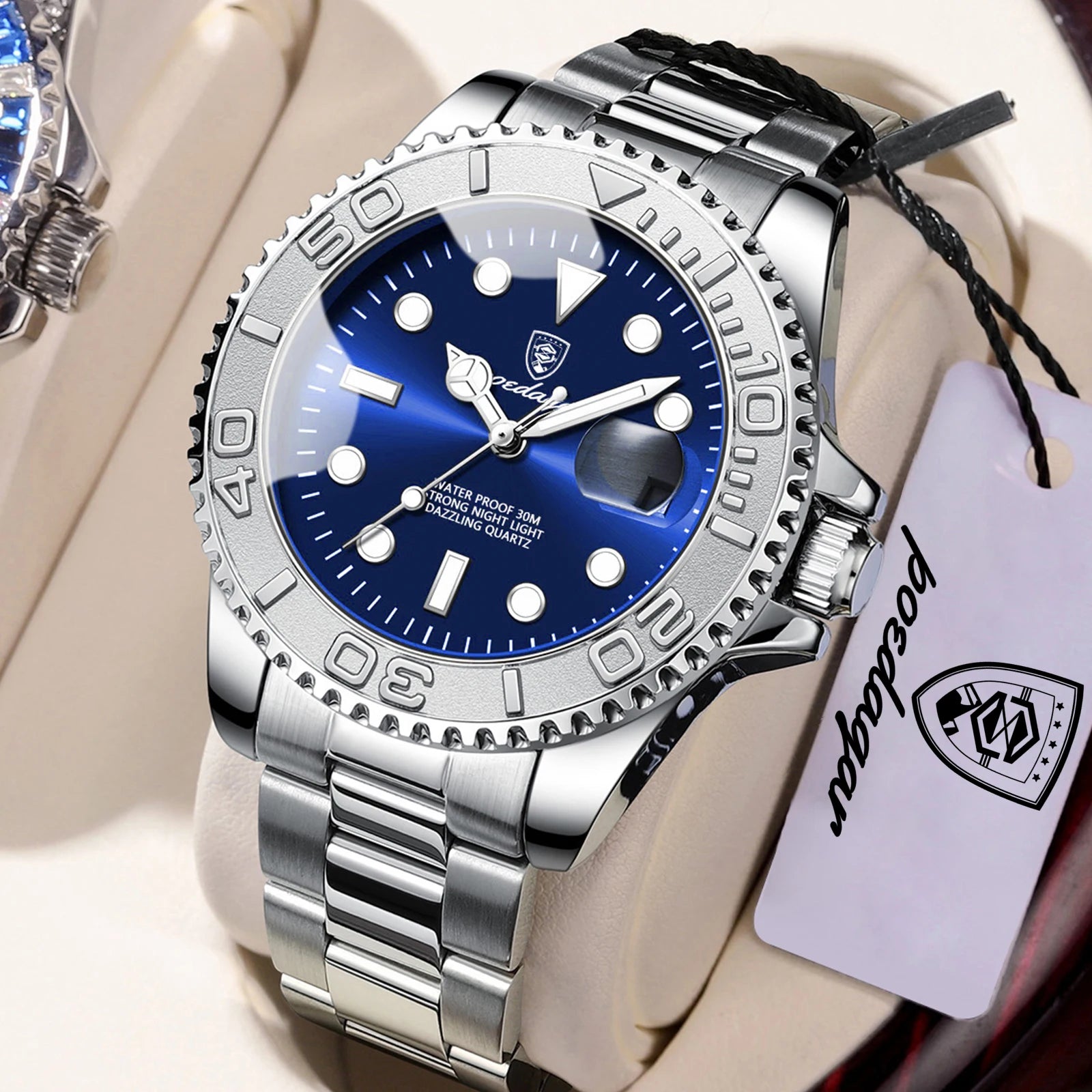 POEDAGAR Casual Fashion Man Wristwatch Waterproof Luminous Date Exquisite Men Watch Stainless Steel Classic Men's Quartz Watches Beauty World Shop