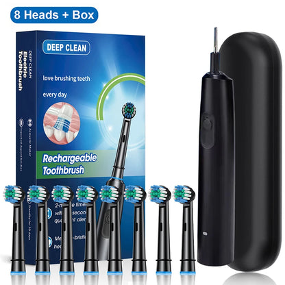 Electric Toothbrush Rotary Rechargeable Electric Toothbrush for Adults Rotating Electric Toothbrushes with 8 Soft Brush Heads Beauty World Shop