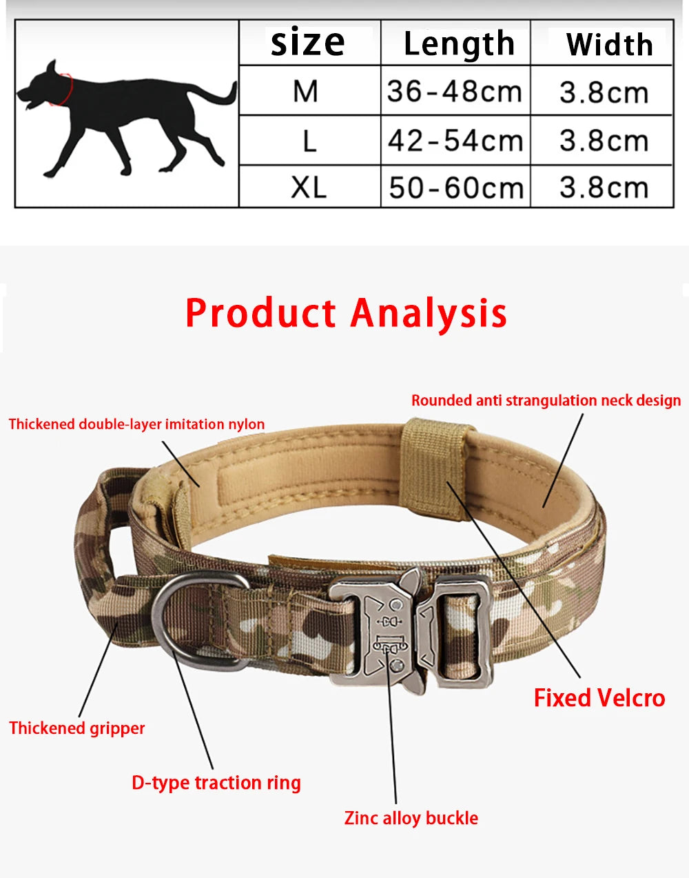 Pet Products Outdoor Tactical Dog Collar Metal Buckle Breathability Nylon Collar Medium and Large Dog Training Neck Collar Dog Beauty World Shop