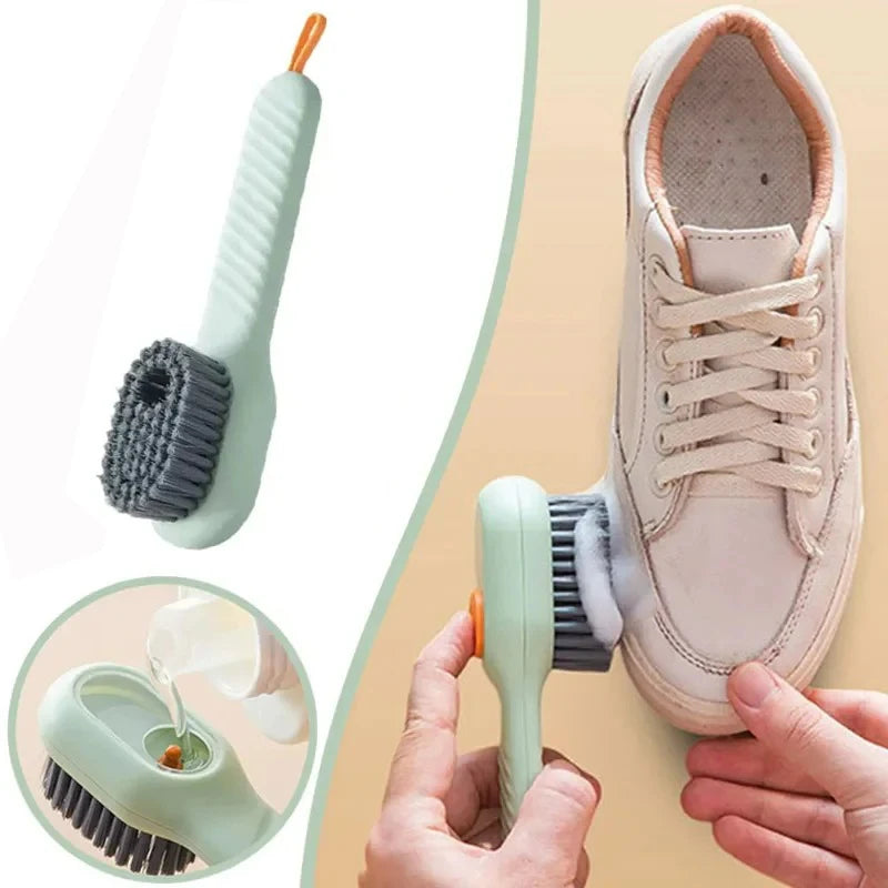 Multifunction Cleaning Shoe Brush Soft Automatic Liquid Shoe Brush Long Handle Clothes Soap Brush With Hook Clean Tool Beauty Fashion