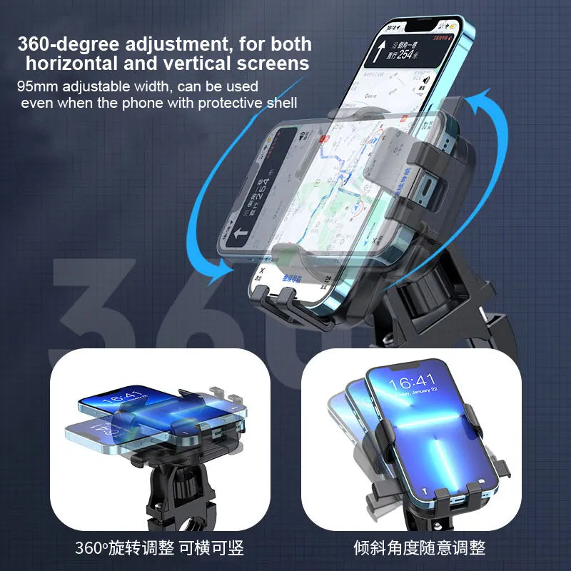 Anti-slip Phone Mount 360° Rotatable Adjustable Bike Phone Mount for Outdoor Cycling, Mountain Bike Accessories Beauty World Shop