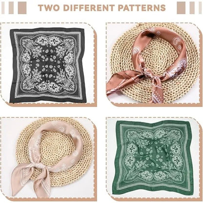68cm Paisley Small Cashew Flower Scarf for Women Spring and Summer Thin Satin Square Scarf Retro Versatile Headscarf Shawl Beauty World Shop