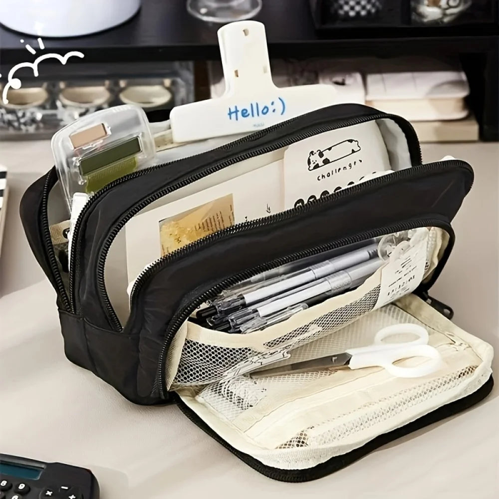 A Large-capacity Multi-layer Pencil Case, A Simple Multi-purpose Student Stationery Box And Makeup Storage Bag Beauty World Shop
