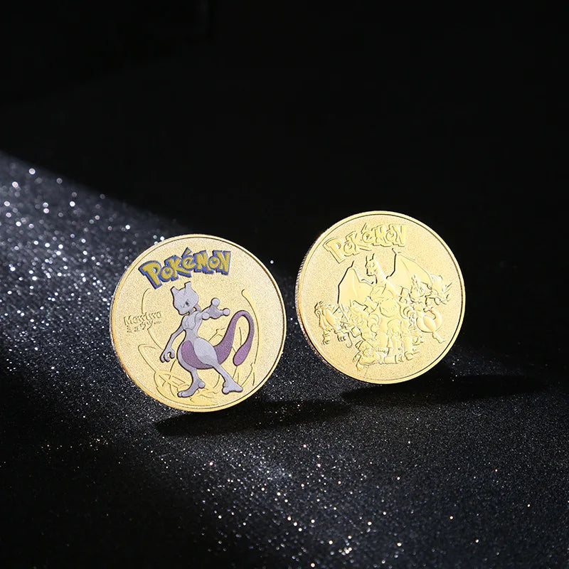 Pokemon commemorative Coin Metal Coins Anime Commemorative Coin Charizard Pikachu Golden Pokemon Cards Round Metal Coin Toy Gift Beauty World Shop
