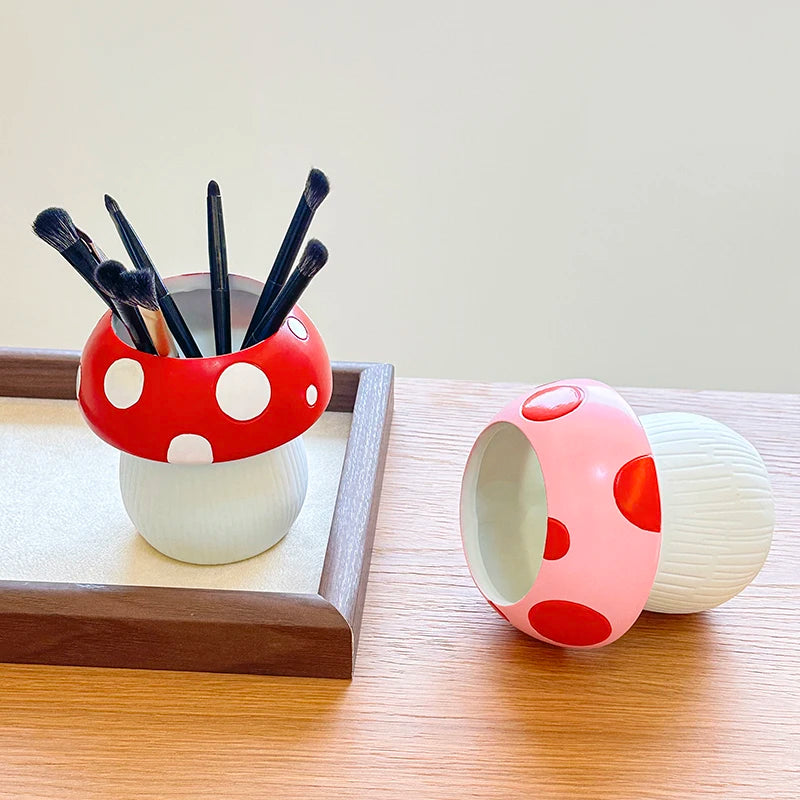 Miniso Creative Cute Mushroomseries Pen Holder Stationery Storage Desktop Decoration for Friends Birthdays Gift Beauty World Shop