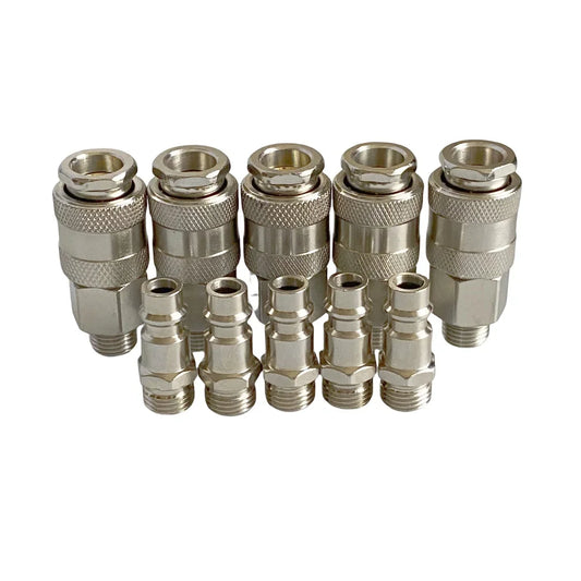 5Pcs EU Type Pneumatic Quick Fitting Connector PM20 SM20 With G1/4 BSP Male Thread For Air Compressor Beauty Trend Shop
