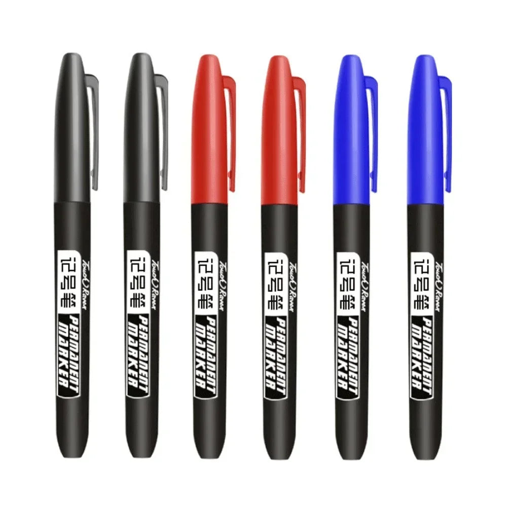 6-20PCs/Set PermanentMarker Pen Fine Point Waterproof Markers Thin Nib Crude Nib Black Blue Red Ink 1.5mm Fine Color Marker Pens Beauty World Shop