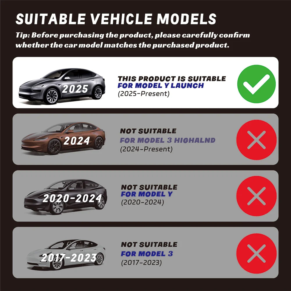 For Tesla Model Y Juniper 2025 Launch Center Console Eyeglasses Storage Box Armrest Box Upper&Lower Silicone Pad Beauty World Shop