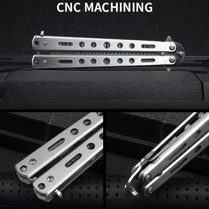 Foldable Comb Stainless Steel Practice Training Butterfly Knife Comb Beard Moustache Brushe Salon Hairdressing Hair Styling Tool Beauty World Shop