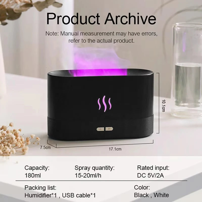 Vissko Aroma Flame Diffuser 180ML Air Humidifier Ultrasonic Aromatherapy Cool Mist Maker Essential Oil Lamp Difusers For Home Beauty World Shop