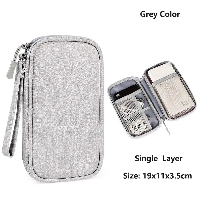 Data Cable Storage Bag Waterproof Portable Carry Case  Storage Bag Travel Organizer Bag for Cable Cord USB Charger Beauty World Shop
