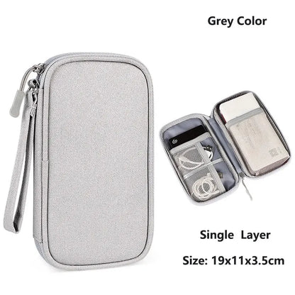 Data Cable Storage Bag Waterproof Portable Carry Case  Storage Bag Travel Organizer Bag for Cable Cord USB Charger Beauty World Shop