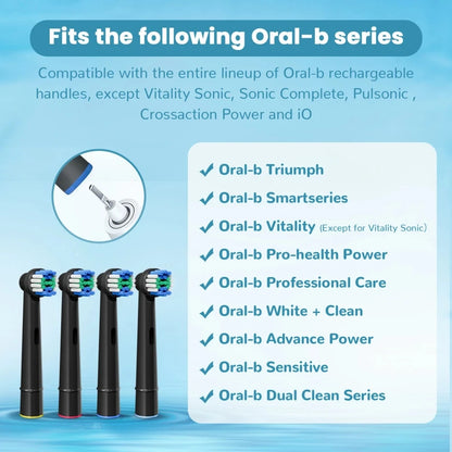 Replacement Toothbrush Heads Compatible with Oral B Braun Professional Electric Brush Heads 1000 1500 3000 6000 7000 7500 8000 Beauty World Shop