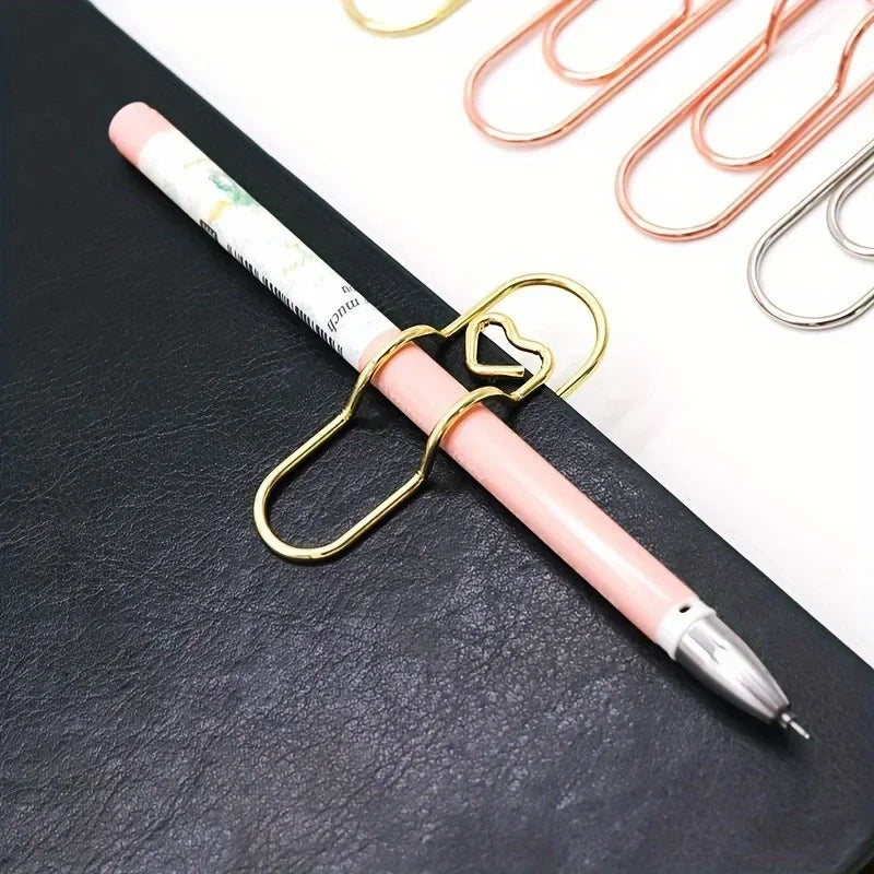 4Pcs Multifunctional Love Pen Clip, Portable Hanging Pen Button Fixed Seat Paper Clip for Notebook Stationery Accessories Beauty World Shop