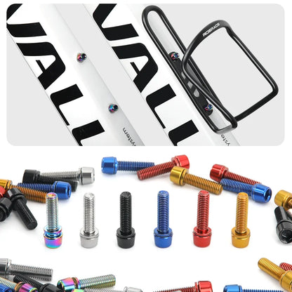6Pcs Bicycle Handlebar Stem Screw With Washer M5*18mm Alloy Steel Hexagon Bolts MTB Road Bike Stem Bolts Colorful Fixing Screws Beauty World Shop