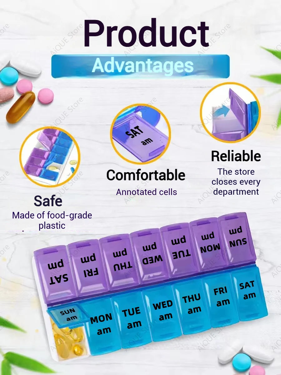Portable Colorful 3 Spaces Medicine Case Health Care Container Case Pill Box Splitters Travel Pill Box Tiny Box Easy to Carry Beauty World Shop