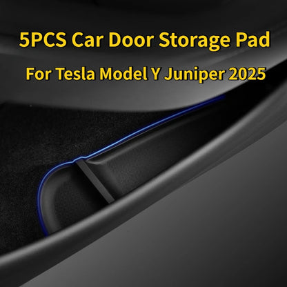 For Tesla Model Y Juniper 2025 Car Door Storage Pad 5PCS TPE Central Control Water Cup Holder Mat Organizer Tray Car Accessories Beauty World Shop