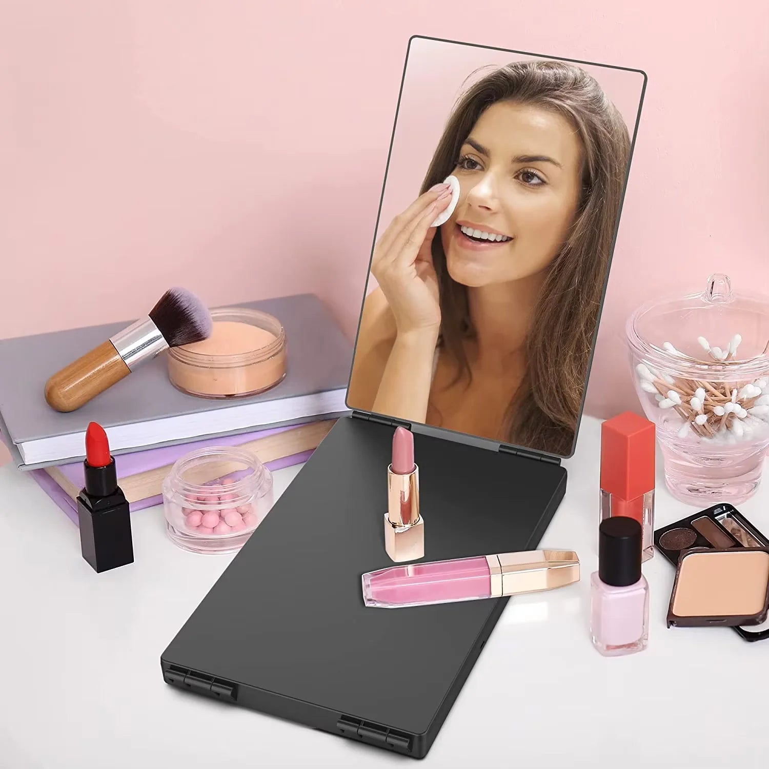 360° Viewing Makeup Mirror for Hair Cutting Travel Portable Self Haircut Mirror with Adjustable Hooks for Shaving, Hair Styling Beauty World Shop