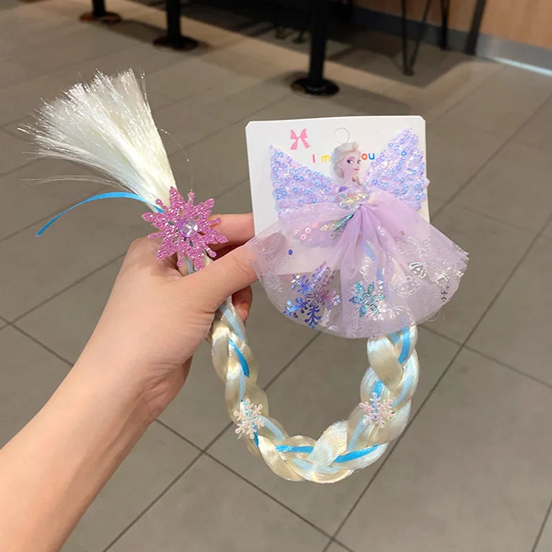 Disney Frozen Elsa Princess Wig Braid Hairpin Accessories For Girls Anime Figures Cartoon Toys Kids Kawaii Baby Hair Clip Gifts Beauty World Shop