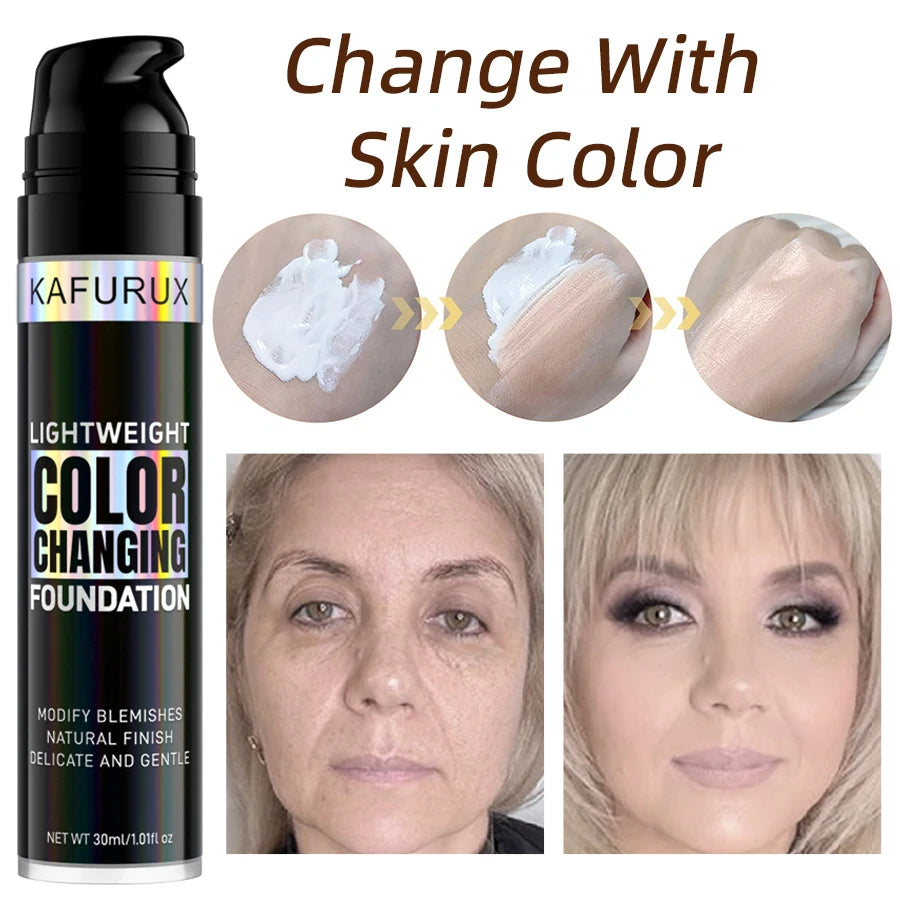 1PC Magic Color Changing Foundation Liquid Soft Matte Long Lasting Hydrating Makeup Base Cream for All Different Skin Tone Beauty World Shop