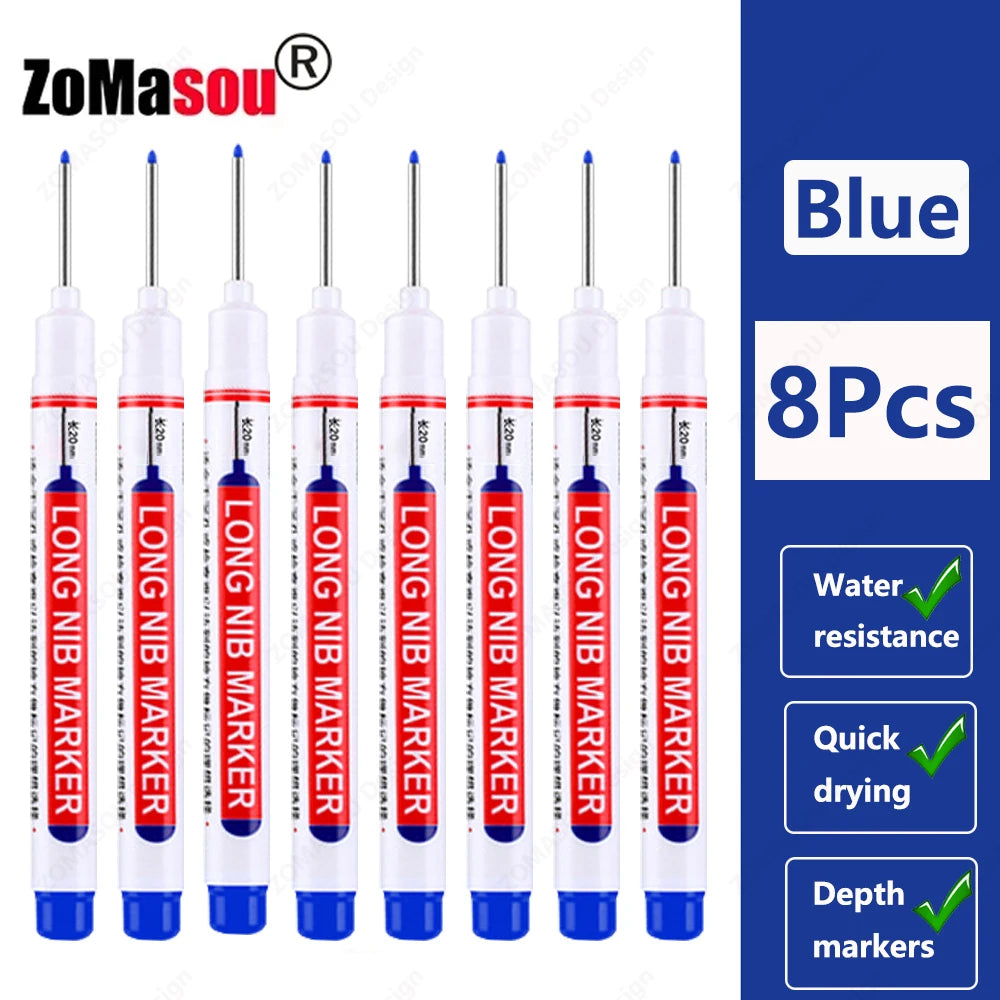 1-100Pcs 2cm Waterproof Long Head Markers Deep Hole Marker Pen for Metal Carpenter Red/Black/Blue/Green Ink Woodworking Tools Beauty World Shop