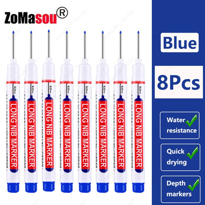 1-100Pcs 2cm Waterproof Long Head Markers Deep Hole Marker Pen for Metal Carpenter Red/Black/Blue/Green Ink Woodworking Tools Beauty World Shop