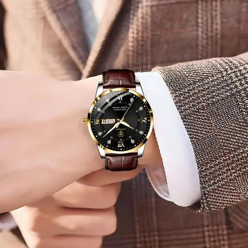 POEDAGAR Luxury Brand Men Watches Waterproof Luminous Leather Quartz Man Wristwatch Casual Sports Military Watch For Men relogio Beauty World Shop