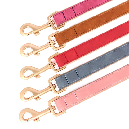 Soft Padded Dog Collar Leash Set PU Leather Pet Dog Collars Necklace With Walking Lead Rope Adjustable For Small Medium Dogs Pug Beauty World Shop