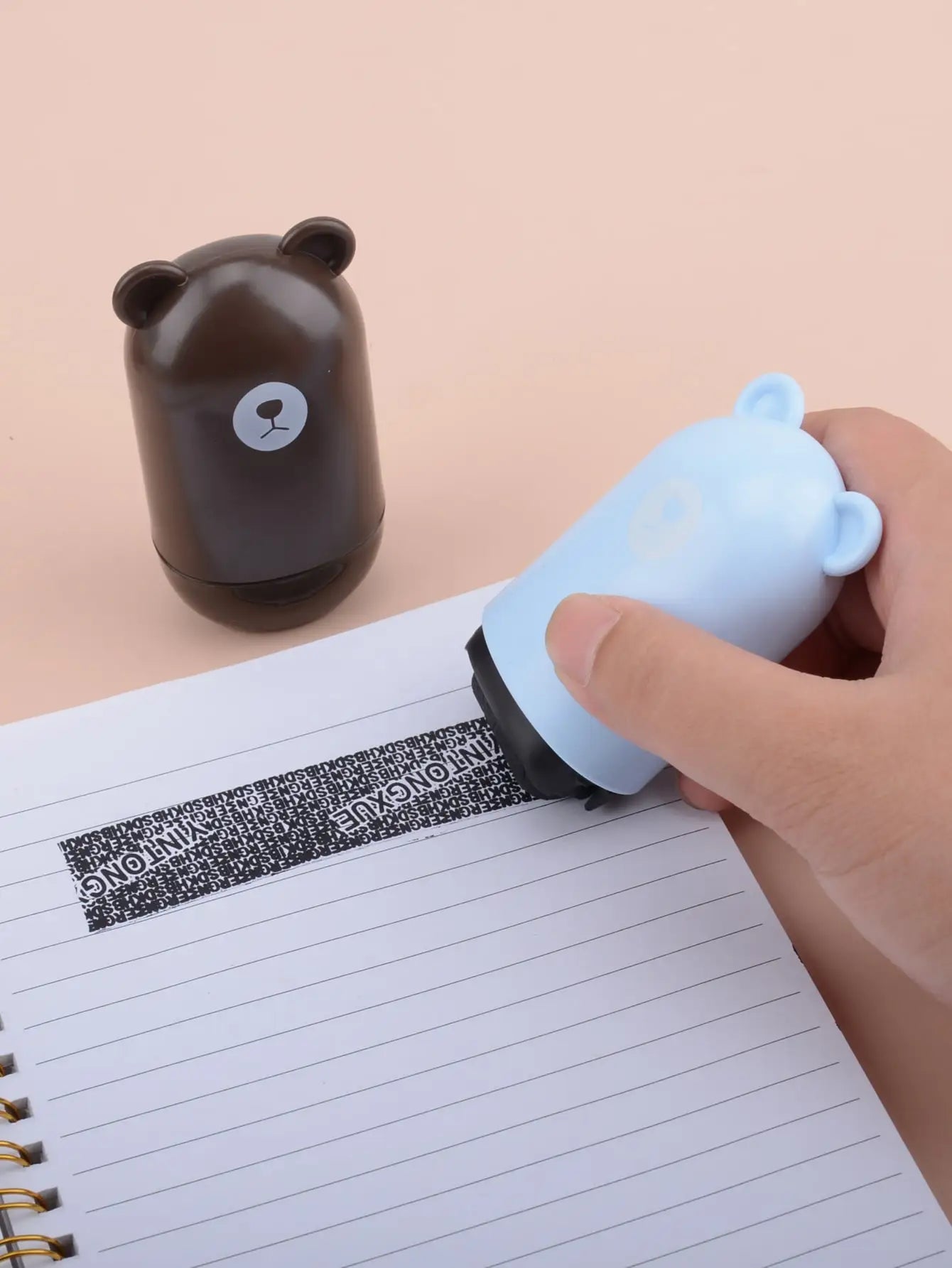 1 Cute Bear Shaped Roller Stamp, Study Notebook Typos Cover Graffiti Fashion Stamp, Personal Privacy Graffiti Daily Necessities Beauty World Shop