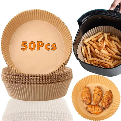 50/100Pcs Air Fryer Disposable Paper Non-Stick Airfryer Baking Papers Round Air-Fryer Paper Liners Paper Kitchen Accessories Beauty World Shop