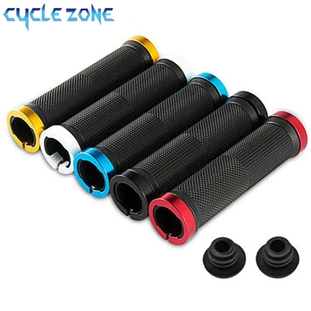 MTB Bicycle Rubber Grips Alloy Lock Bilateral Lock Handlebar Grips Anti Slip Cycling Handlebar Sleeve BMX Bicycle Accessories Beauty World Shop