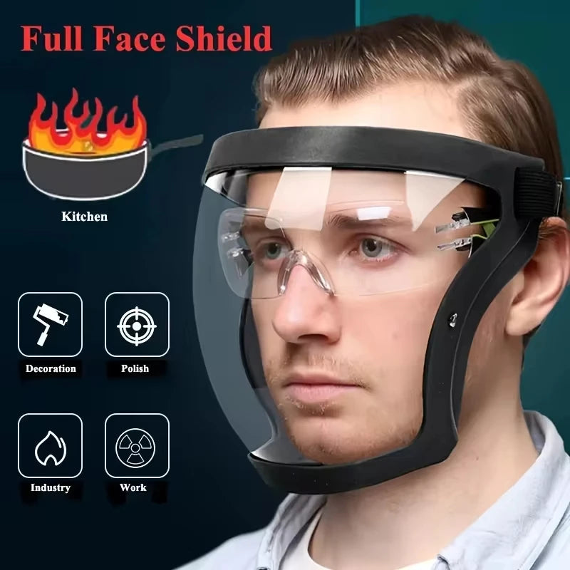 Full-Face Transparent Protection Mask with Adjustable Buckle - Reusable and Heat-Resistant Facial Shield for Safety in Work, Out Beauty World Shop