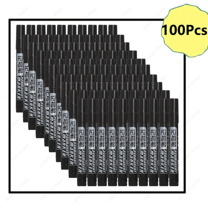 1-100Pcs Waterproof Oil-based Marker Pen Quick Dry Black Blue Red Ink Permanent for Metal Glass Stationery Art School Supply Beauty World Shop