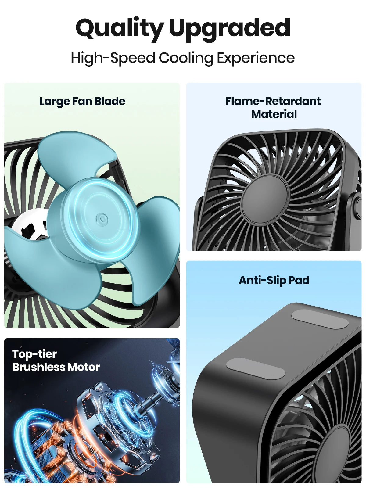 TOPK 4Inch USB Mini Portable Fan for Camping,3 Speeds Quiet Desk Table Personal Fan,360°Adjustment Standing fans for room Home Beauty World Shop