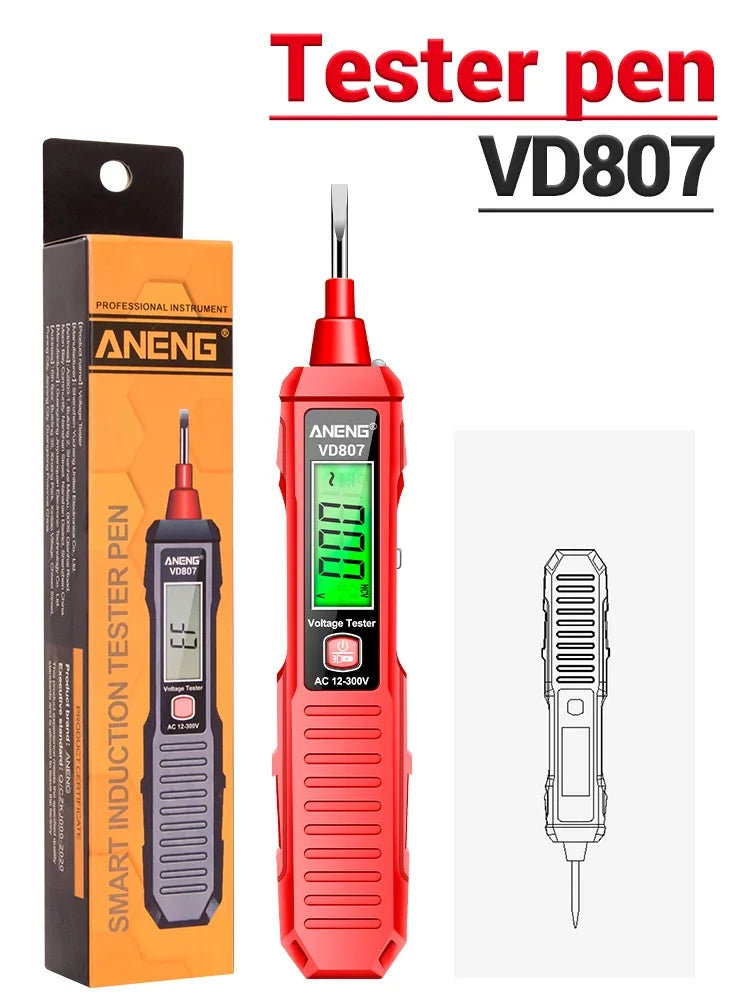ANENG VD807 One-word Induction Portable 50/60Hz Smart Electric Pen Tester NCV Sensor AC 12-300V Non-contact Wire Detector Tools Beauty World Shop