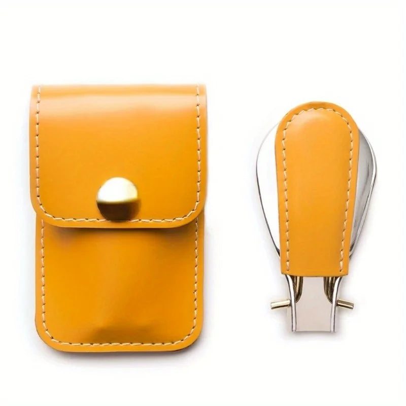 1 stainless steel shoehorn with leather bag, mini portable folding shoehorn, shoehorn for men and women. Beauty World Shop